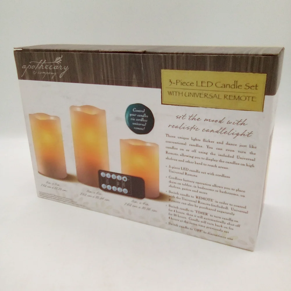 Three piece LED Candle Set with Universal Remote. - Picture 2 of 2